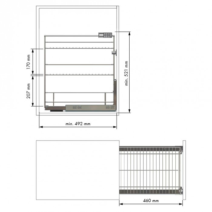 Cesto extraíble 3 estantes M-400 CLASSIC guía Hettich Menage Confort